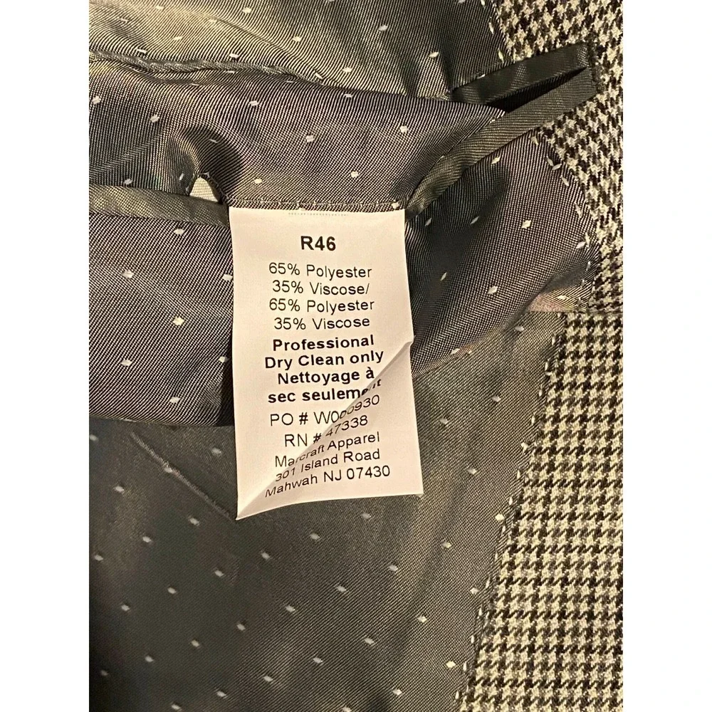 Tommy Hilfiger Blazer Men's Black Gray Houndstooth Dual Vent Sports Coat R46